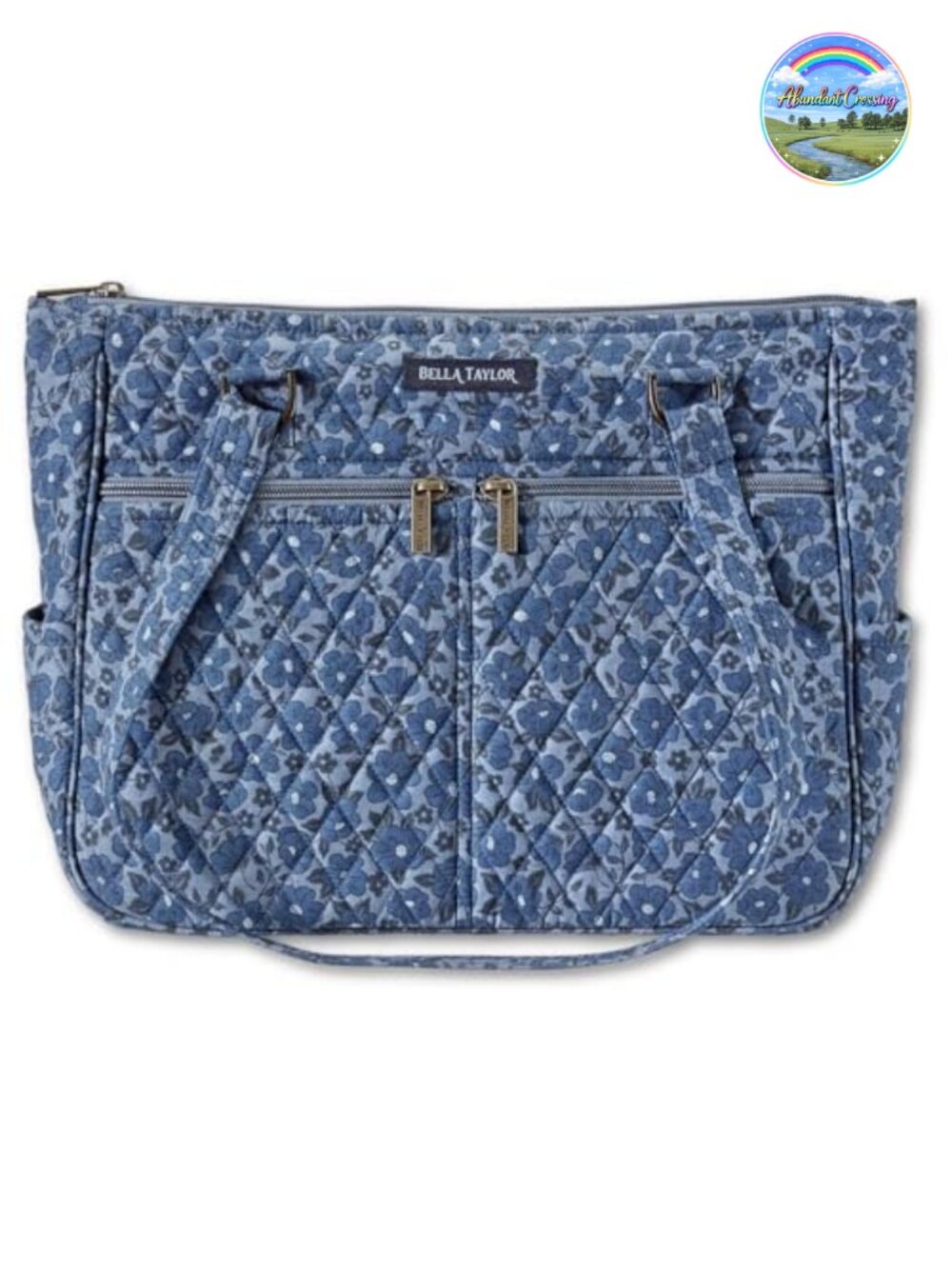 Women's Quilted Cotton Tote Shoulder Bag with 10 Pockets
